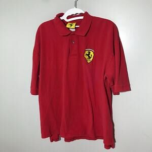 Vintage Ferrari mens XL cotton made in USA red polo shirt 90s racing formula one